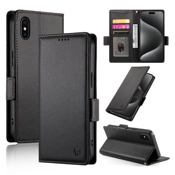 Wallet Case for IPhone X/Iphone XS,Slim Protective Shockproof Case With Card Holder,Premium PU Leather Kickstand-Black