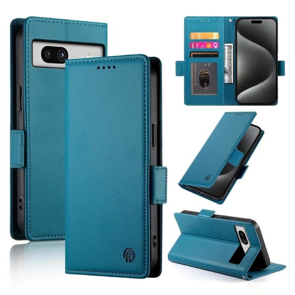 Wallet Case for Google Pixel 7A,Slim Protective Shockproof Case With Card Holder,Premium PU Leather Kickstand-Blue