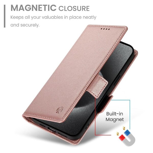 Wallet Case for Oppo A79 5G,Slim Protective Shockproof Case With Card Holder,Premium PU Leather Kickstand-Rose Gold