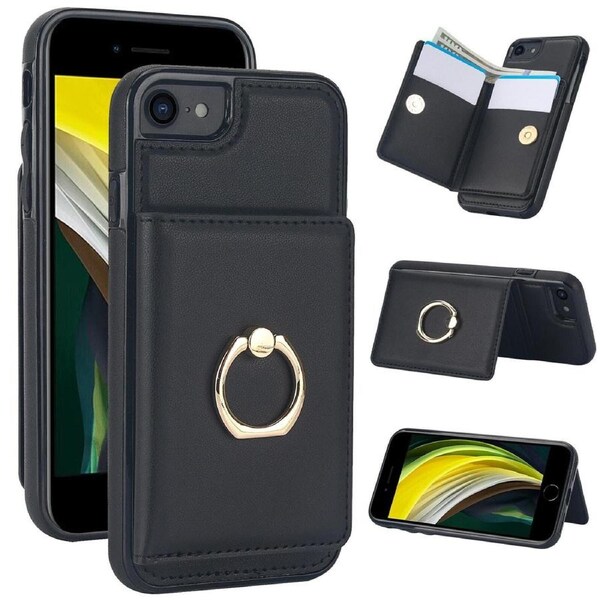 IPhone 8/IPhone 7/IPhone SE Case With Card Holder,Military Grade Drop Protection,Durable Shockproof Cover-Black