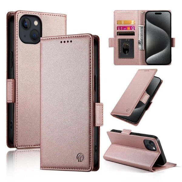 Wallet Case for IPhone 13,Slim Protective Shockproof Case With Card Holder,Premium PU Leather Kickstand-Rose Gold