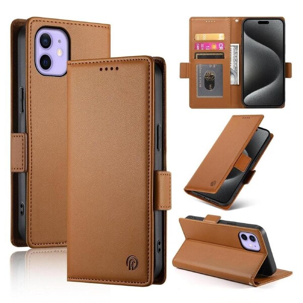 Wallet Case for IPhone 12,Slim Protective Shockproof Case With Card Holder,Premium PU Leather Kickstand-Brown