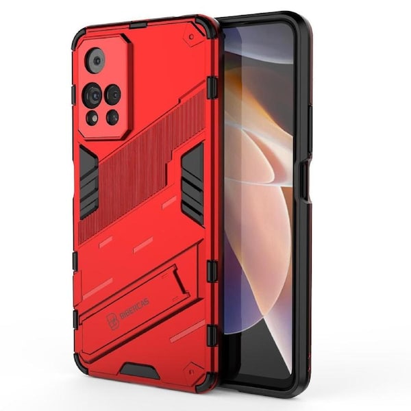 For Redmi Note11 Pro 5G Shockproof Dual-Layer Stand Cover - Red