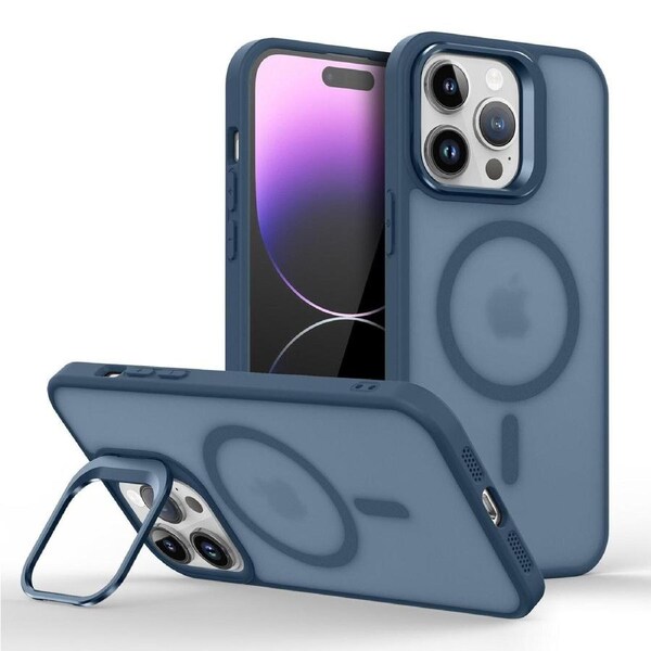 IPhone 12 Mini Case,Compatible With MagSafe,Built-in Stash Stand Phone Case,Scratch-Resistant Back Cover-Blue