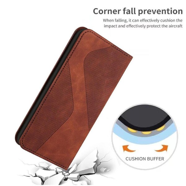 M54 5G Case PU Leather Flip Cover Magnetic Closure Wallet Card Slots Stand Case - Brown