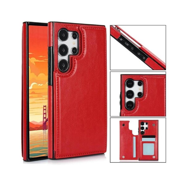 Wallet Case for Samsung Galaxy S24 Ultra,TPU Shockproof Interior Case,RFID Blocking Card Slot,Phone Case for Galaxy S24 Ultra-Red