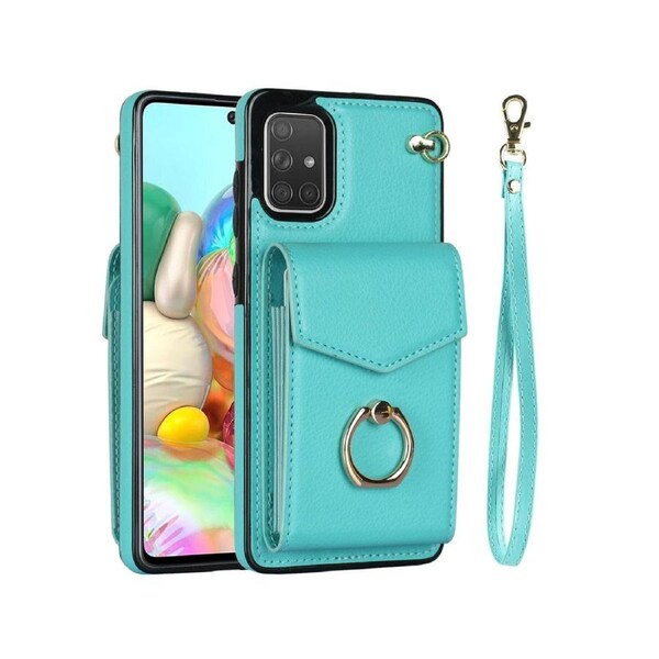 For Samsung Galaxy A54 4G Wallet Case with RFID Credit Cards Holder and Wrist Strap - Mint Green