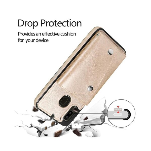Case for Samsung Galaxy A20/A30/M10S, Leather Wallet Case With Card Pockets Back Flip Shockproof Cover Case-Gold