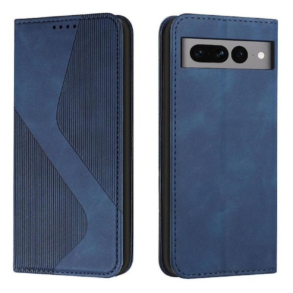 Google Pixel 7A Case, PU Leather Flip Cover Magnetic Closure Wallet Card Slots Stand Case - Blue