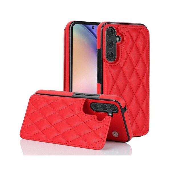 3 Cards Leather Case for Samsung Galaxy A14, RFID Blocking Material to Protect Card Data - Red