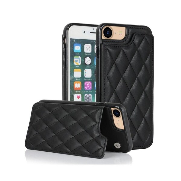 3 Cards Leather Case for iPhone 7/8/SE2/SE3, RFID Blocking Material to Protect Card Data - Black