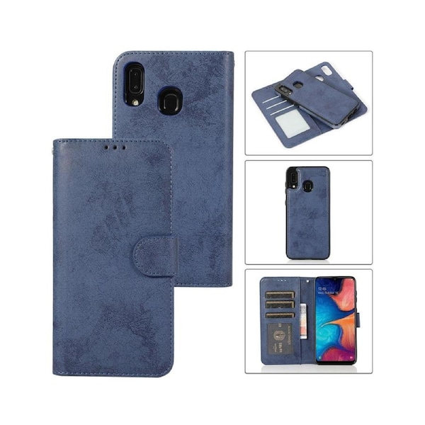 Detachable Wallet Phone Case for Easy Portability (Dark Blue), Flip Case for Samsung Galaxy A20/A30