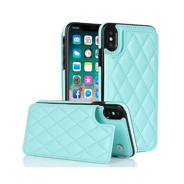 3 Cards Leather Case for iPhone X/XS, RFID Blocking Material to Protect Card Data - Mint Green