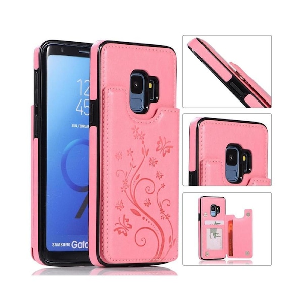 For Samsung Galaxy S9 Leather Cover Wallet - Pink