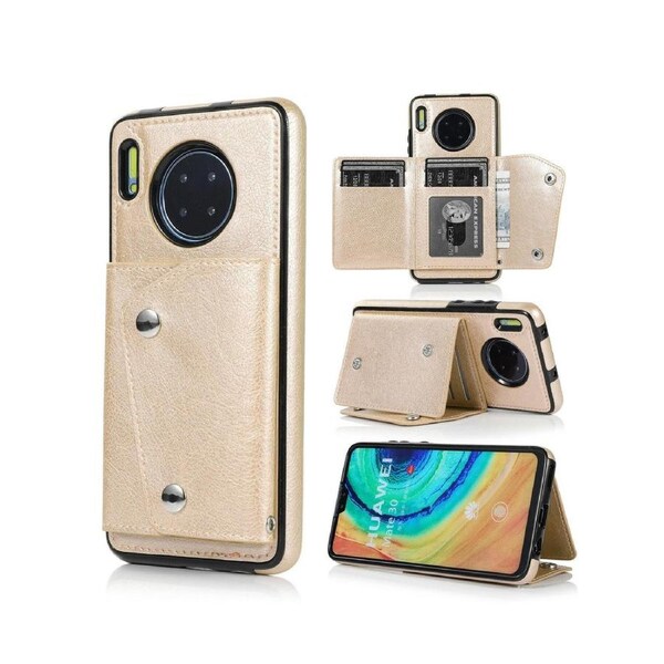 Case for Huawei Mate 30 Lite/Nova 5i Pro, Leather Wallet Case With Card Pockets Back Flip Shockproof Cover Case-Gold