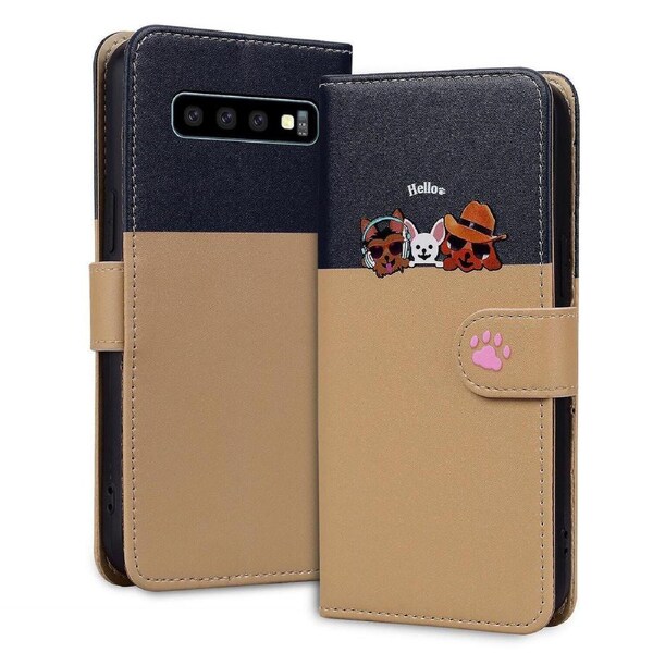 S10 Wallet Case 3 Credit Card Slot ID Card Holder, PU Leather Flip Case with Strap - Brown