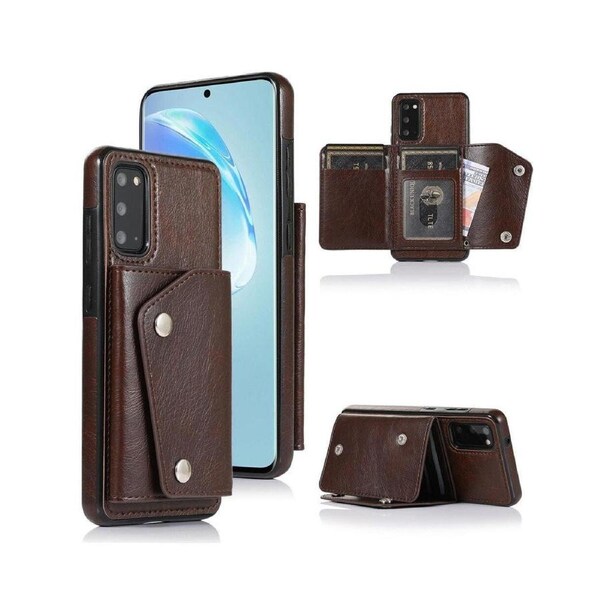 Case for Samsung Galaxy S20 FE 5G, Leather Wallet Case With Card Pockets Back Flip Shockproof Cover Case-Brown