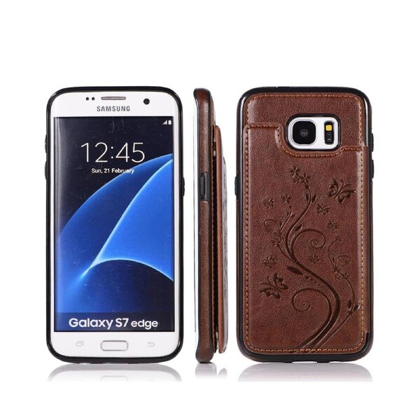 For Samsung Galaxy S7 Edge Leather Cover Wallet - Brown