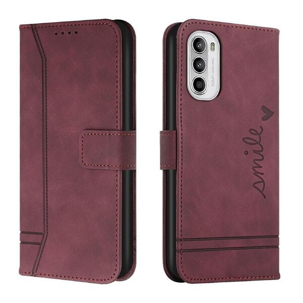 Closure Case with Flip Wallet Stand Function Cover for Moto G52 - Red