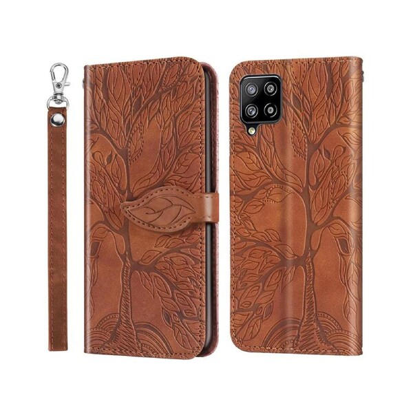 For Samsung Galaxy A12 Cover with Kickstand - Brown