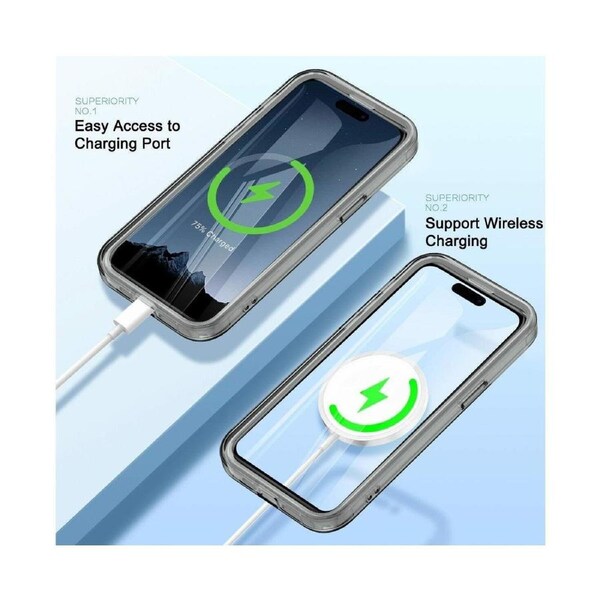 iPhone 15 Plus Case,Shockproof Phone Case ,Scratch-Resistant Back Cover-Grey