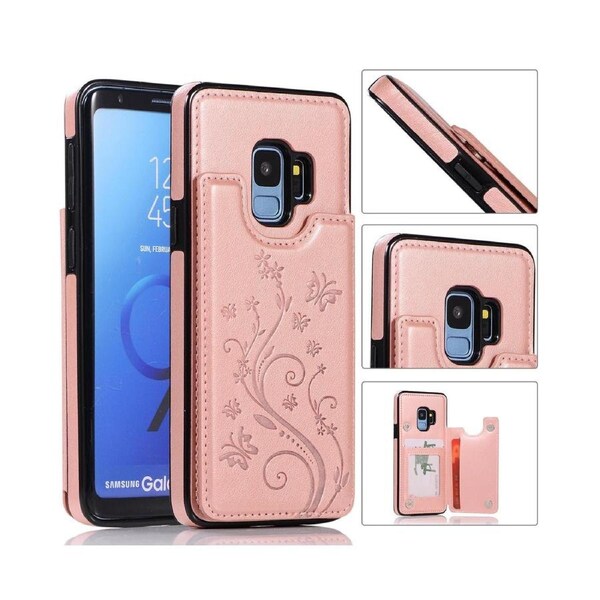 For Samsung Galaxy S9 Leather Cover Wallet - Rose Gold