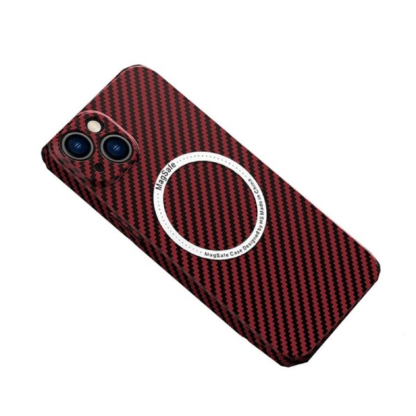 Carbon Fiber Phone Case for iPhone 14 Plus - Red