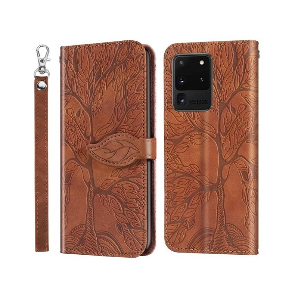 For Samsung Galaxy S20 Ultra Cover with Kickstand - Brown