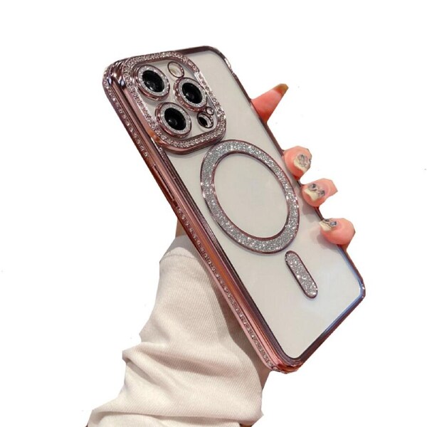 IPhone 13 Pro Max Case,Compatible With MagSafe,Full Camera Protection Plating Luxury Cover For Women Men,Soft TPU Drop Protective Phone Case-Pink