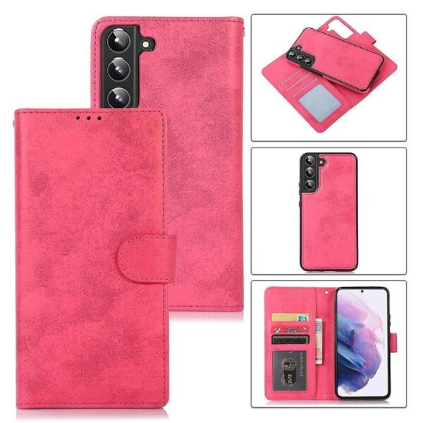 Plus Case Card Slots Retro Leather Wallet Shockproof Flip Cover Magnetic Closure Bookstyle Stand Case - Rose Red