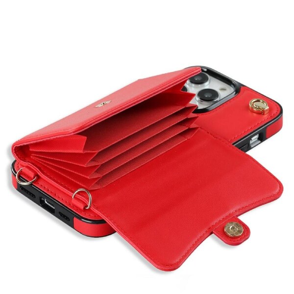 IPhone 15 Pro Max Wallet Case With Card Holder, PU Leather Kickstand Card Slots Case-Red