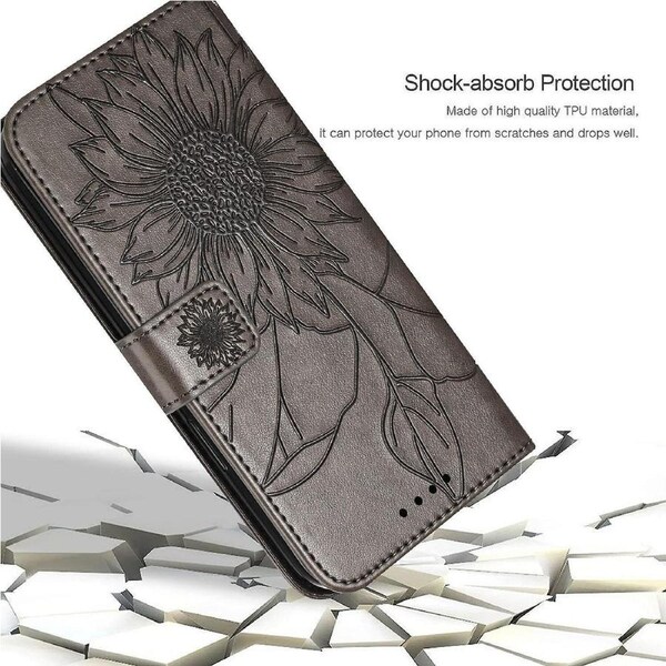 For iphone 13 pro max Wallet Case,3 Credit Card Slot ID Card Holder,PU Leather Flip Case - Gray
