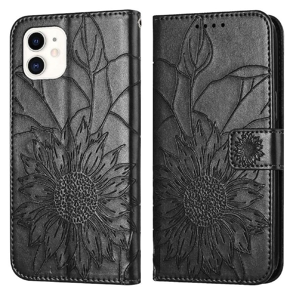 For iphone 11 Wallet Case,3 Credit Card Slot ID Card Holder,PU Leather Flip Case - Black