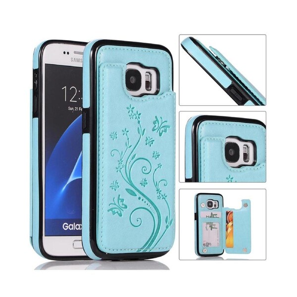 For Samsung Galaxy S7 Leather Cover Wallet - Green