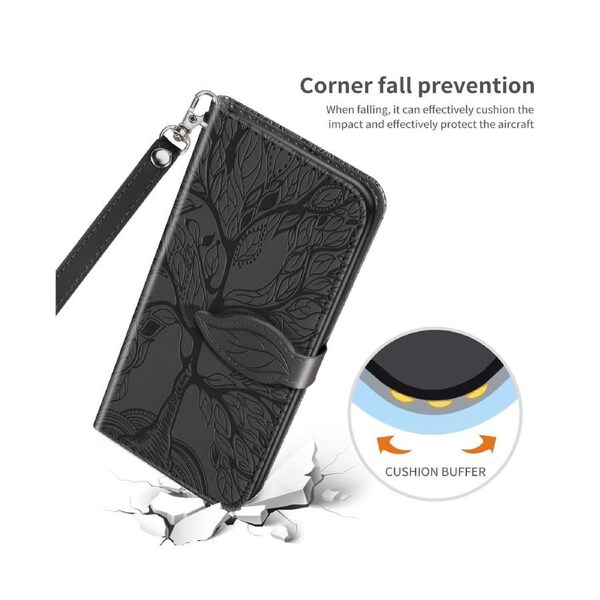 For Samsung Galaxy A21 Cover with Kickstand - Black