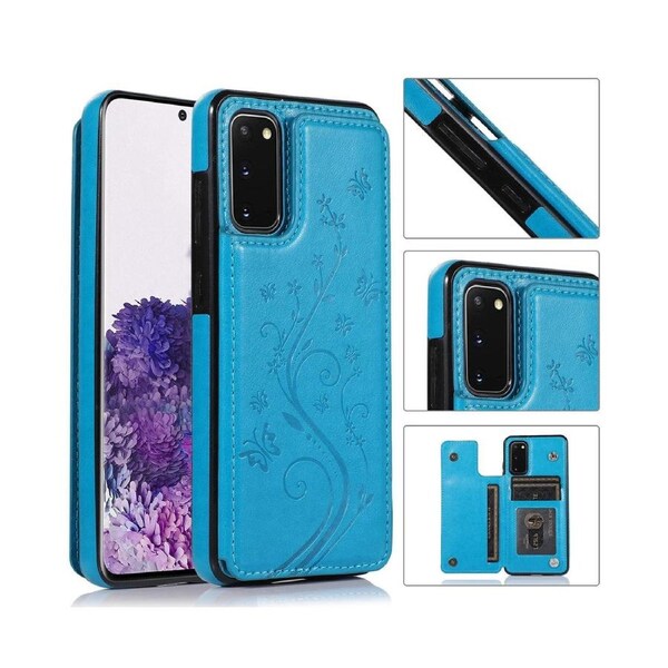 For Samsung Galaxy S20 Leather Cover Wallet - Blue