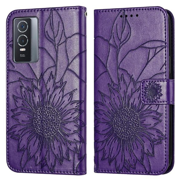 For Vivo Y76 5G /Y76S /Y74S Wallet Case,3 Credit Card Slot ID Card Holder,PU Leather Flip Case - Dark Purple