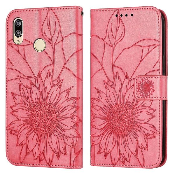 For Huawei Y6 2019 Wallet Case,3 Credit Card Slot ID Card Holder,PU Leather Flip Case - Rose Red