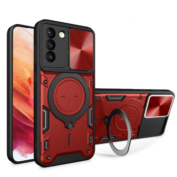 For Samsung Galaxy S21 Case, Magnetic Support Car Mount Magnetic Military Shell - Red