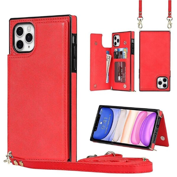 Lanyard Cover for iPhone 14 13 12 11 XS Max Mini Pro Max Case - Red