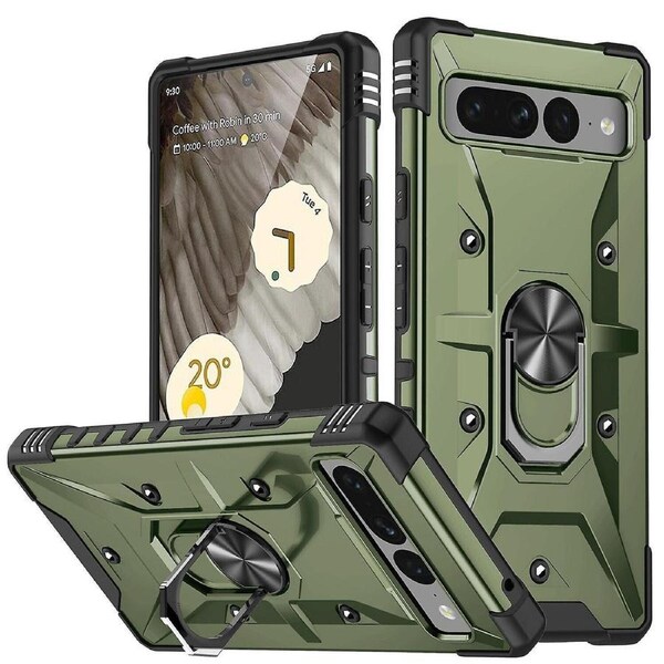 With Ring Holder Cover Case For Google Pixel 7 Pro - Dark Green