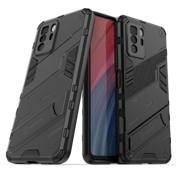 For Redmi Note10 Pro 5G Shockproof Dual-Layer Stand Cover - Black