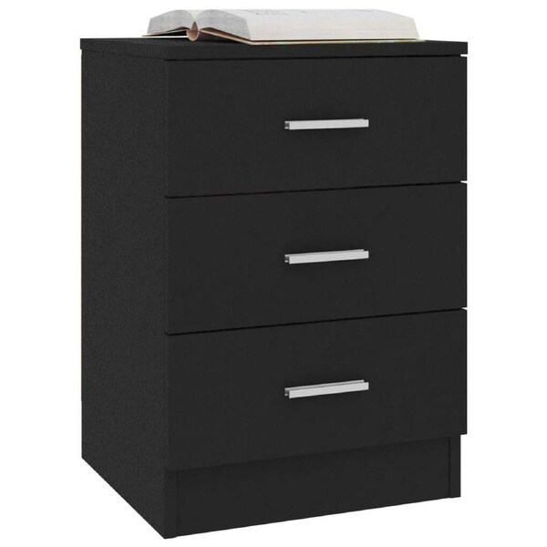 Bedside Cabinet With 3 Drawers Nightstand Organiser Bedroom Couch Table Black 2X