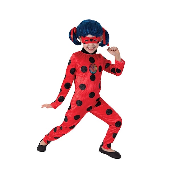 Disney Girls Miraculous Ladybug Deluxe Costume w/ Jumpsuit/Mask 6-8 YRS