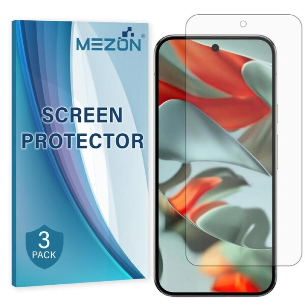 [3 Pack] Google Pixel 9 Pro Clear Screen Protector Film by MEZON – Case Friendly, Shock Absorption (Pixel 9 Pro, Clear)