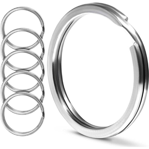 5-pack 316ss Surgical Grade Stainless Steel Key Rings - Round Split Key Rings for Keychains