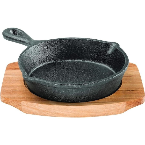 Pyrolux Skillet with Maple Tray Cast Iron Fry Pan Black 13.5cm
