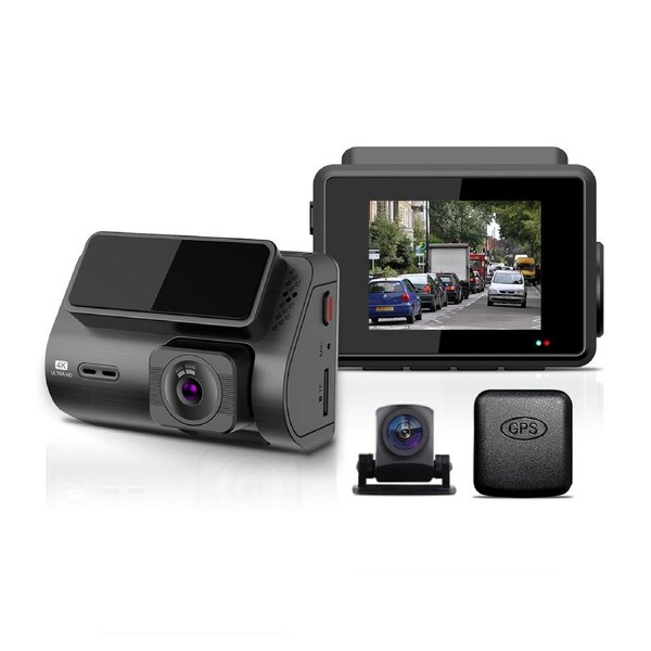 Elinz 2 CH Dash Cam 4K+1080P WiFi GPS Supercapacitor Sony Starvis