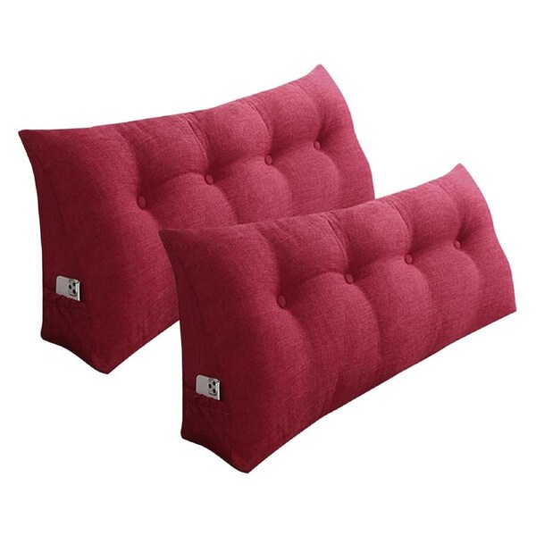 SOGA 2X 120cm Rose Red Triangular Wedge Bed Pillow Headboard Backrest Bedside Tatami Cushion Home Decor