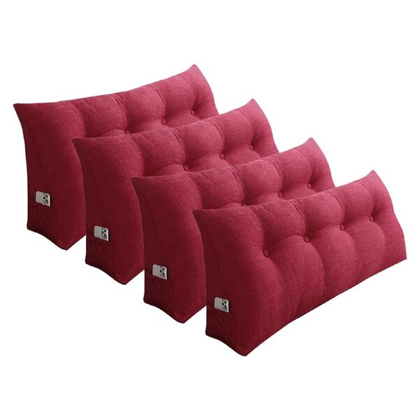 SOGA 4X 120cm Rose Red Triangular Wedge Bed Pillow Headboard Backrest Bedside Tatami Cushion Home Decor